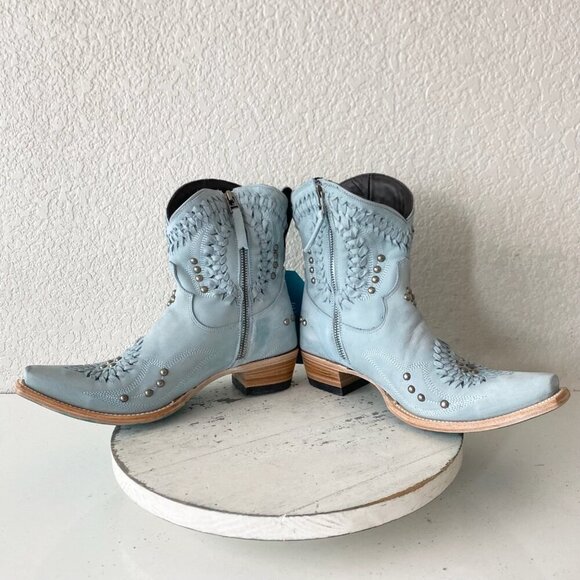 Lane COSSETTE Womens Cowboy Booties 8 Blue Cowgirl Western Boots Short Ankle - Picture 7 of 11